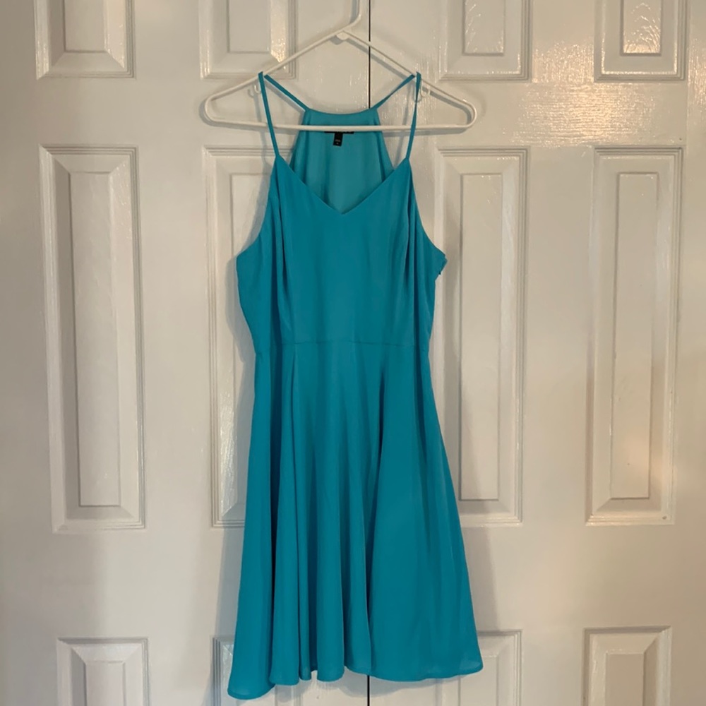 Express- light blue, fit and flare dress